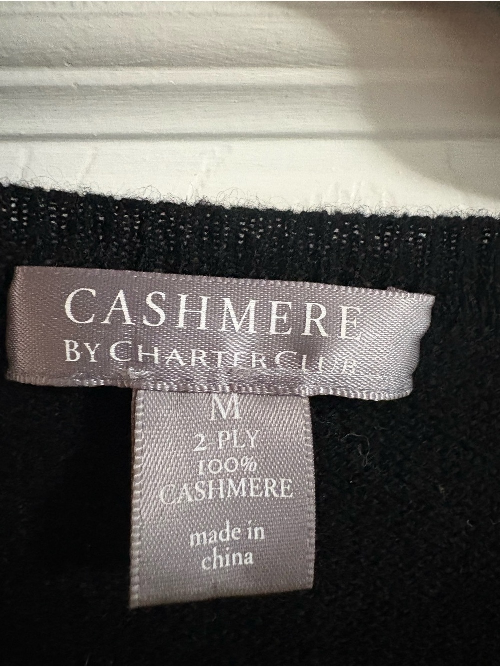 100% cashmere by charter club black v neck pullover sweater quiet luxury fall M - Picture 3 of 4